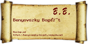 Benyovszky Bogát névjegykártya